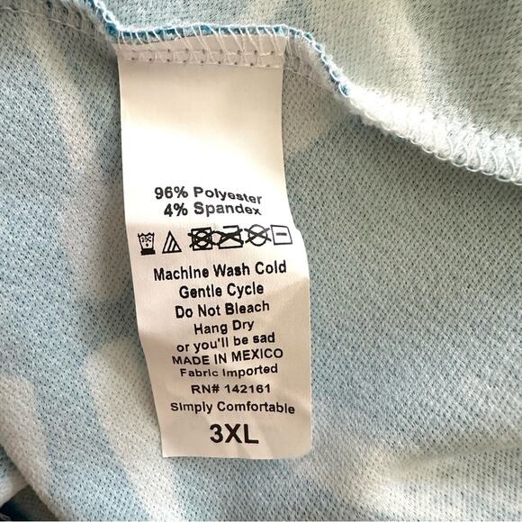 LuLaRoe Dress Nicole Blue White Print Short Sleeve Drop Wasit Midi Plus 3XL NEW - Picture 11 of 12